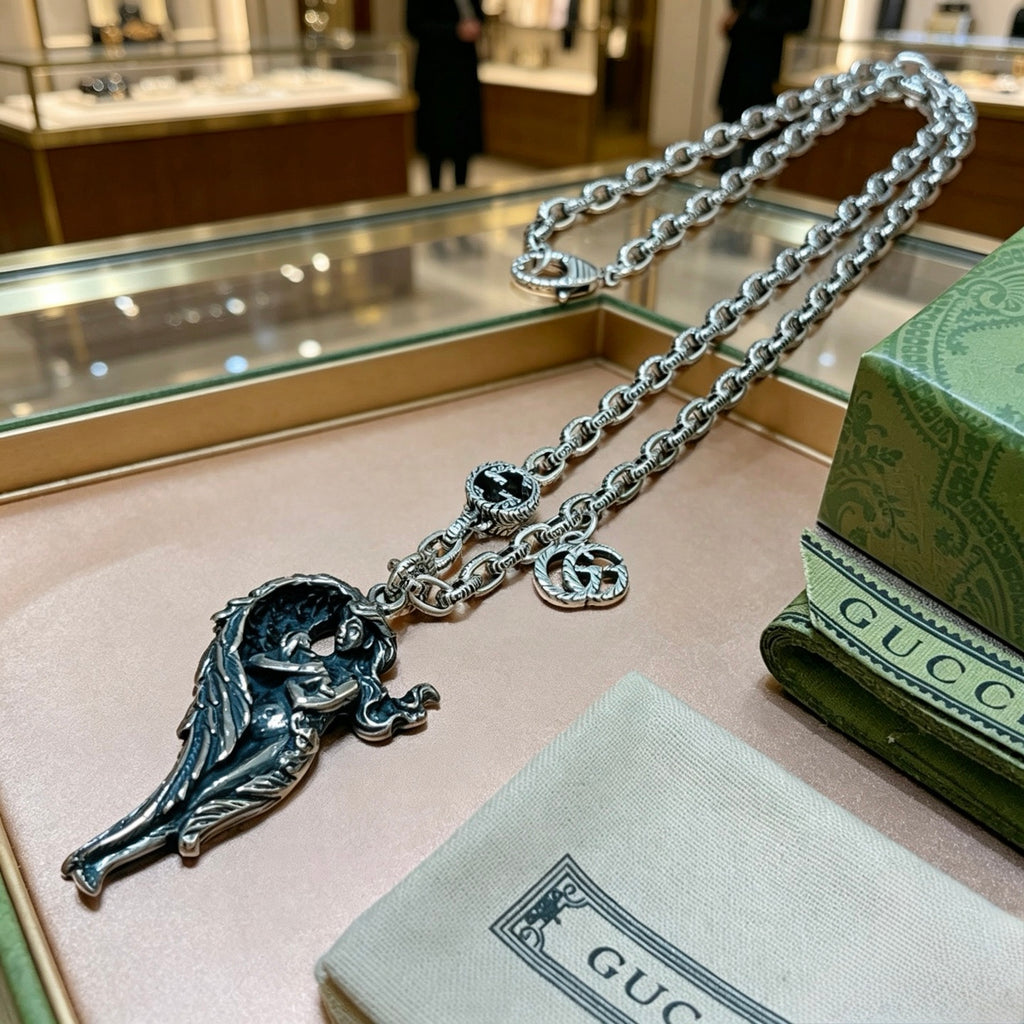 Gucci Anger Forest Interlocking G Antiqued Chain Necklace - album image 8