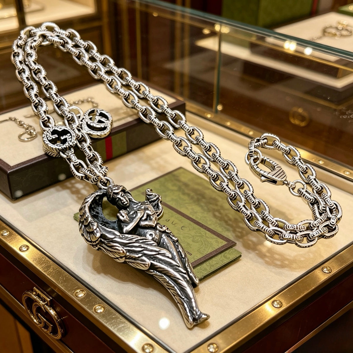 Gucci Anger Forest Interlocking G Antiqued Chain Necklace - album image 7