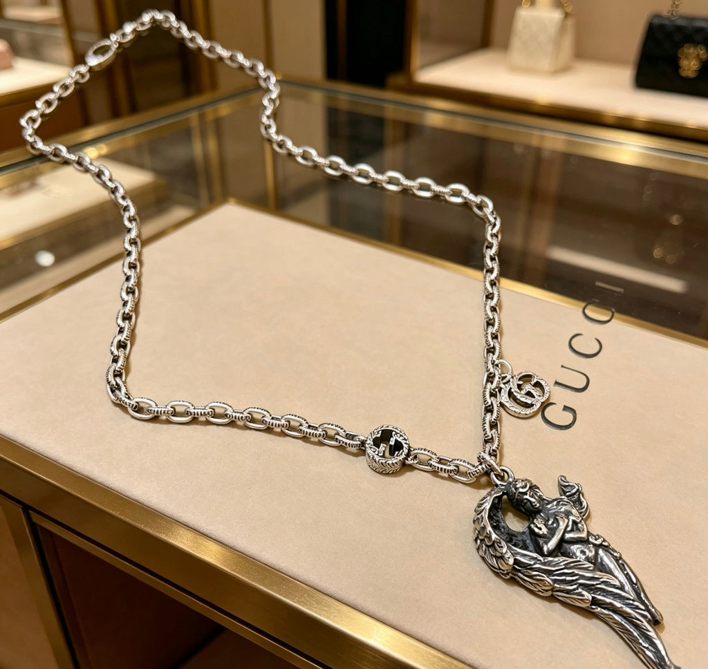 Gucci Anger Forest Interlocking G Antiqued Chain Necklace - album image 1
