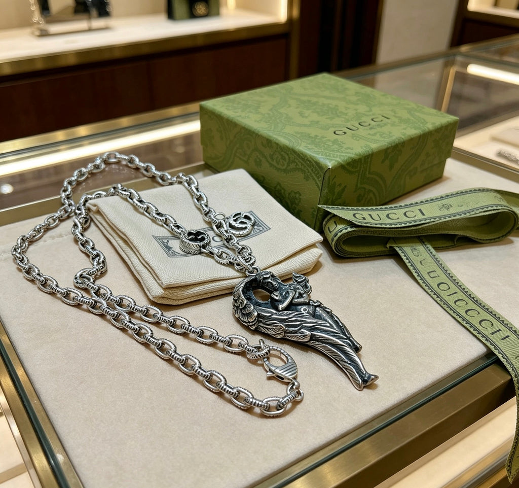 Gucci Anger Forest Interlocking G Antiqued Chain Necklace - album image 5