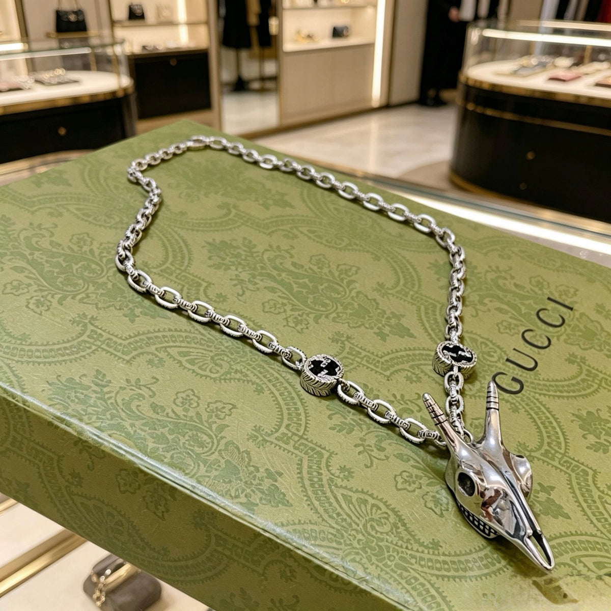 Gucci Anger Forest Interlocking G Pendant Antiqued Chain Necklace - album image 6