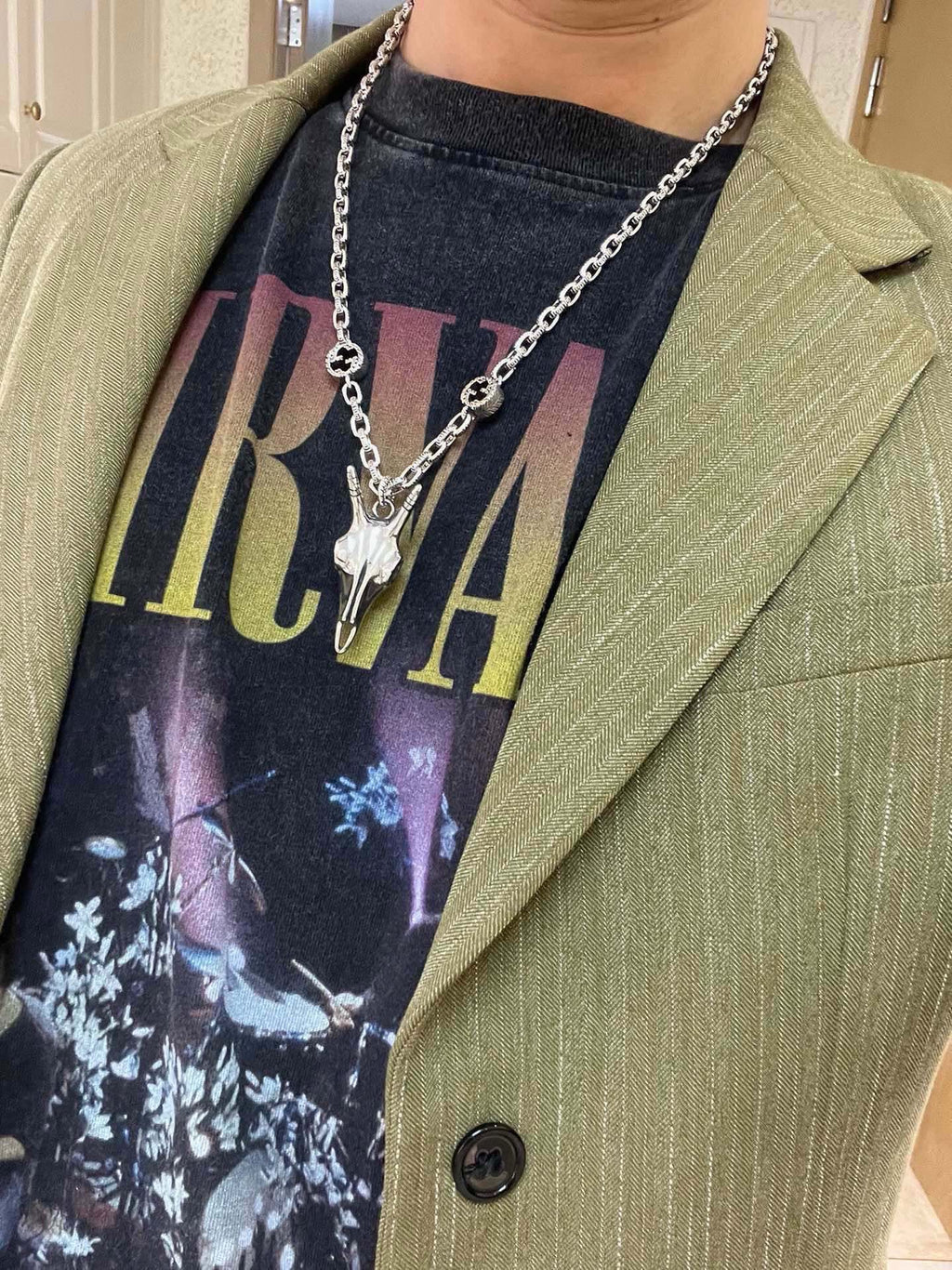 Gucci Anger Forest Interlocking G Pendant Antiqued Chain Necklace - album image 3