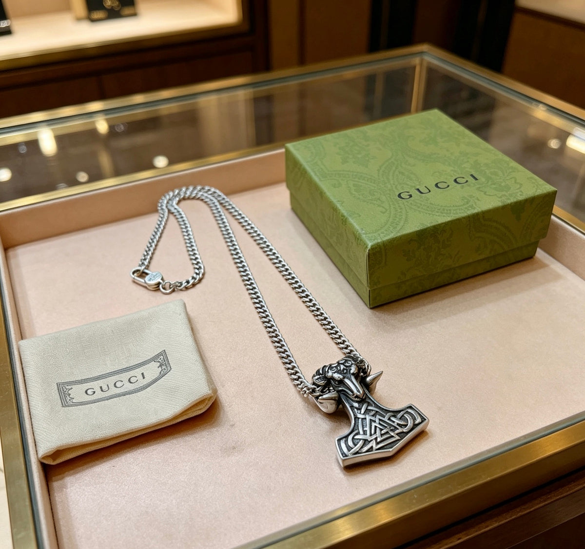 Gucci Anger Forest Interlocking G Antiqued Chain Necklace - album image 4