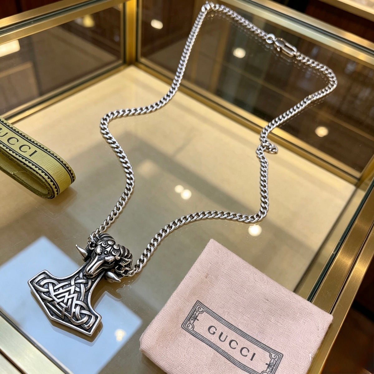 Gucci Anger Forest Interlocking G Antiqued Chain Necklace - album image 10