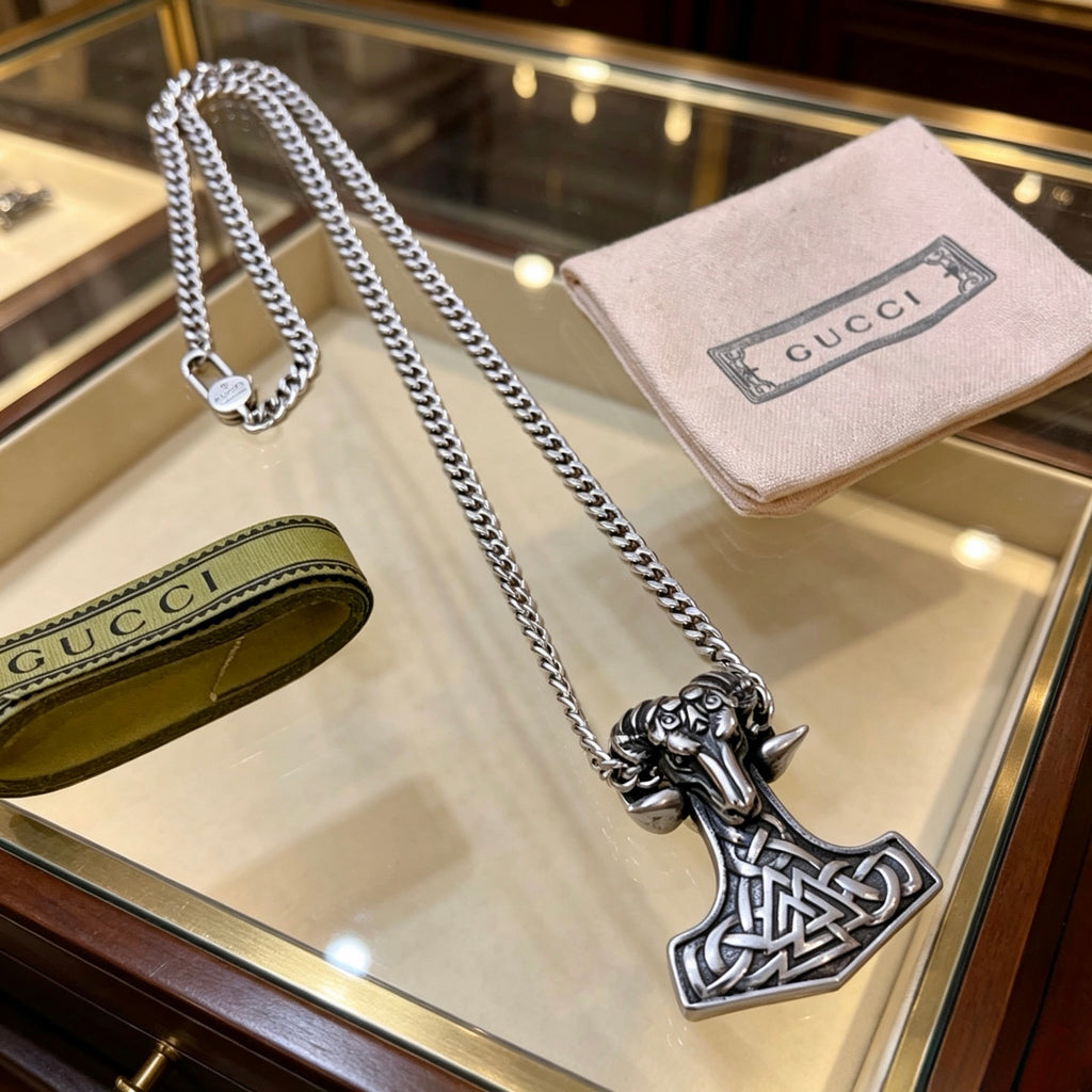 Gucci Anger Forest Interlocking G Antiqued Chain Necklace - album image 2