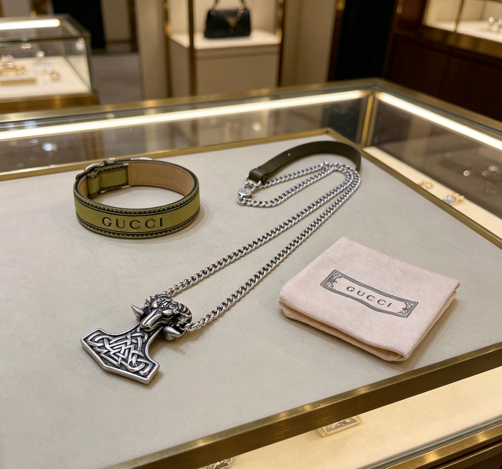 Gucci Anger Forest Interlocking G Antiqued Chain Necklace - album image 9