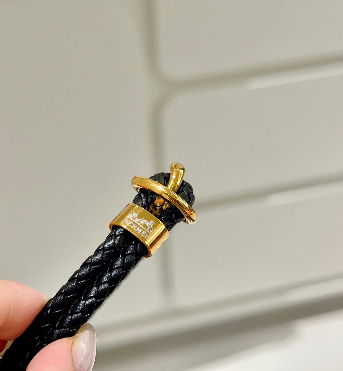 Hermès Black Leather Gold-Tone Anchor Bracelet - album image 9