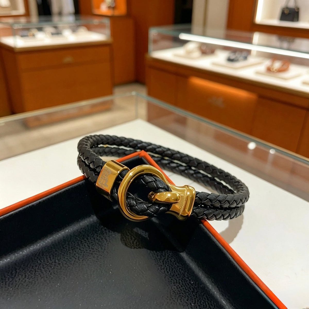 Hermès Black Leather Gold-Tone Anchor Bracelet - album image 2