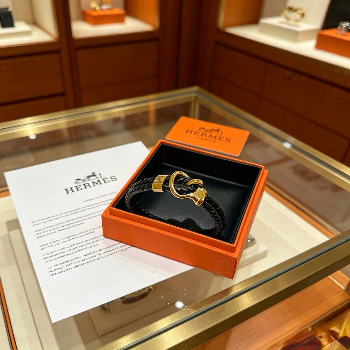 Hermès Black Leather Gold-Tone Anchor Bracelet - album image 5
