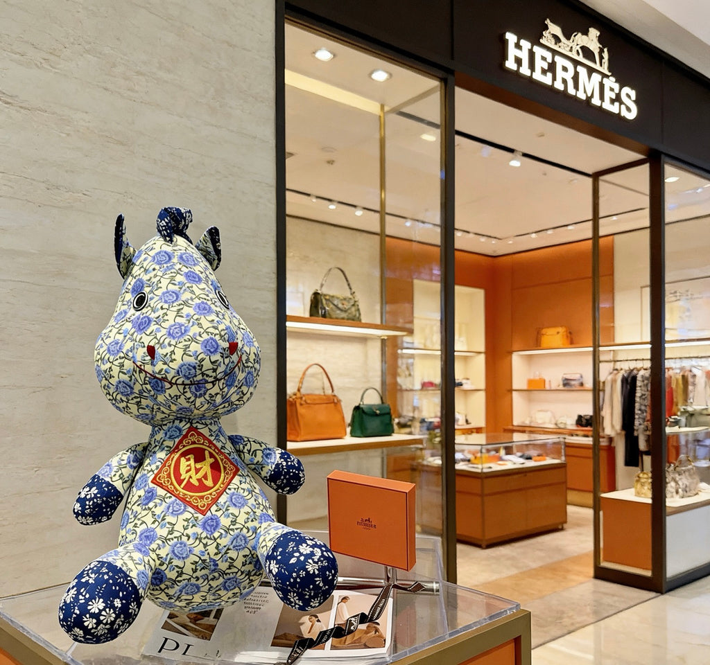 Hermès Blue and White Printed Horse Plush Toy - album image 4