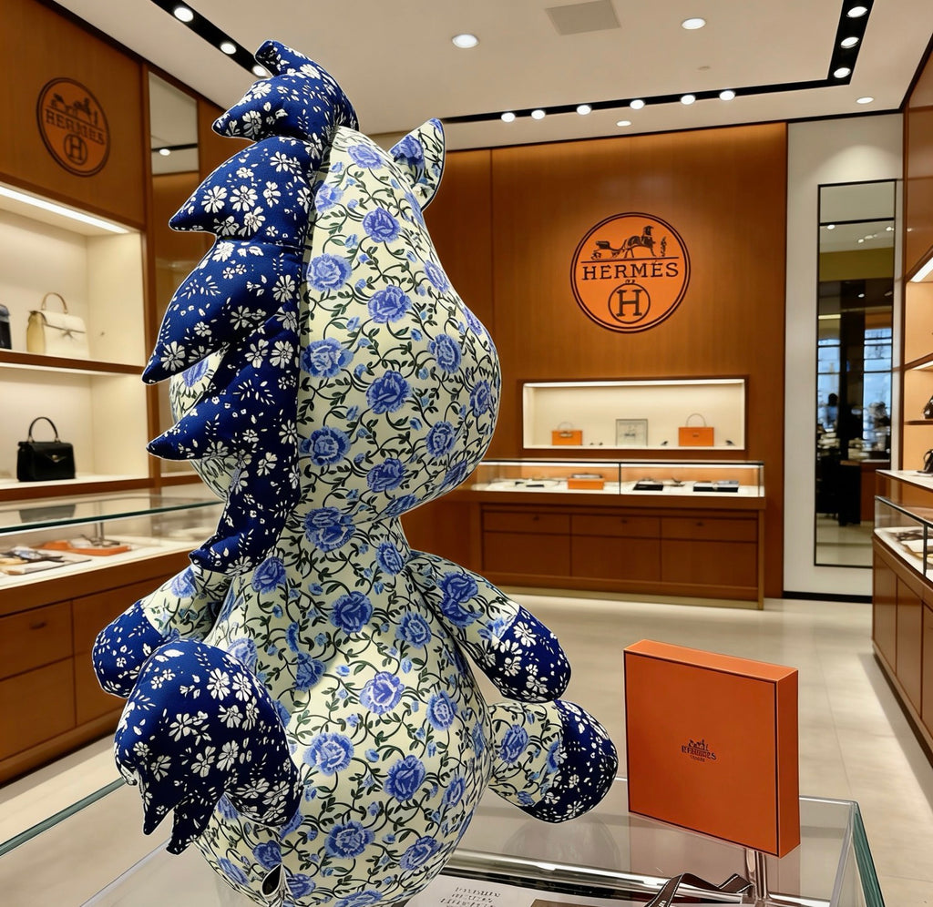 Hermès Blue and White Printed Horse Plush Toy - album image 7