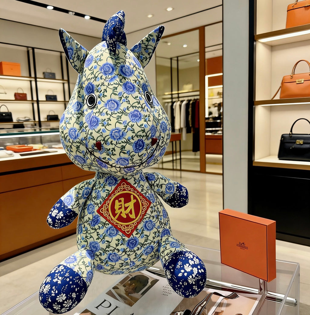 Hermès Blue and White Printed Horse Plush Toy - album image 2