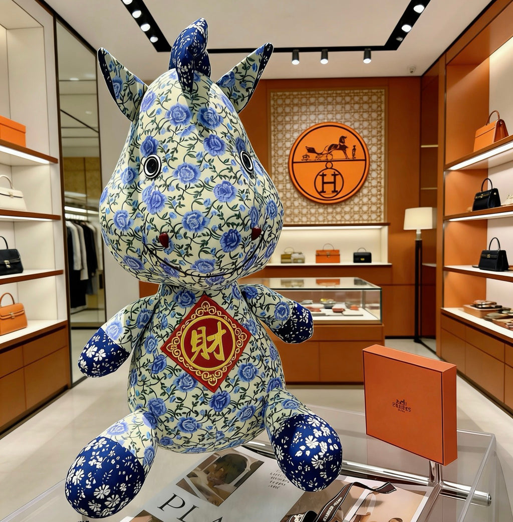 Hermès Blue and White Printed Horse Plush Toy - album image 9