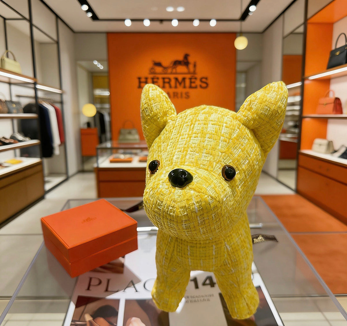 Hermès Yellow French Bulldog Plush Toy - album image 2
