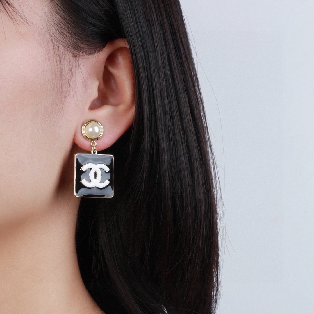 Chanel Black Square CC and Pearl Drop Earrings - album image 8