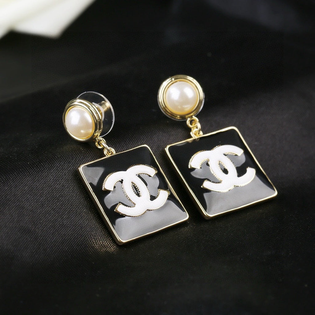 Chanel Black Square CC and Pearl Drop Earrings - album image 7