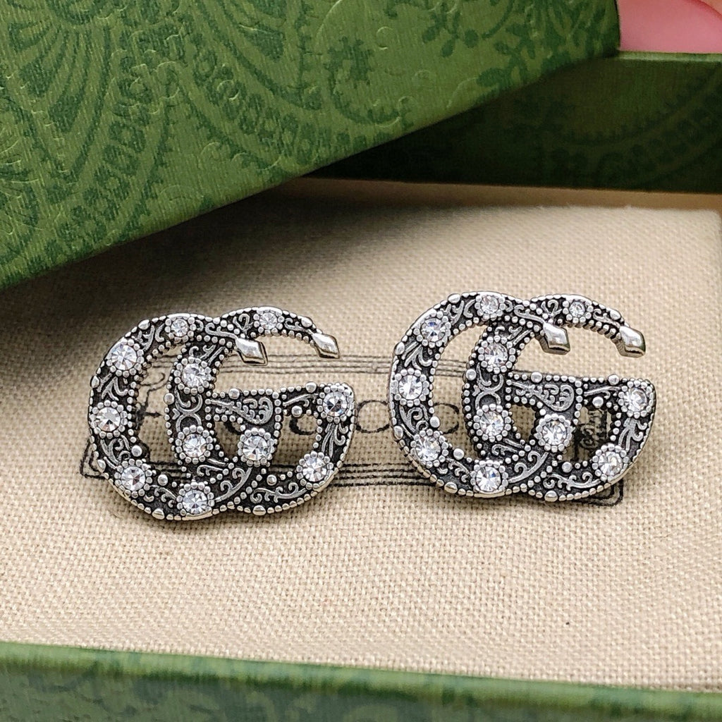 Gucci Interlocking G Silver-Tone Twisted Crystal Accent Earrings - album image 5