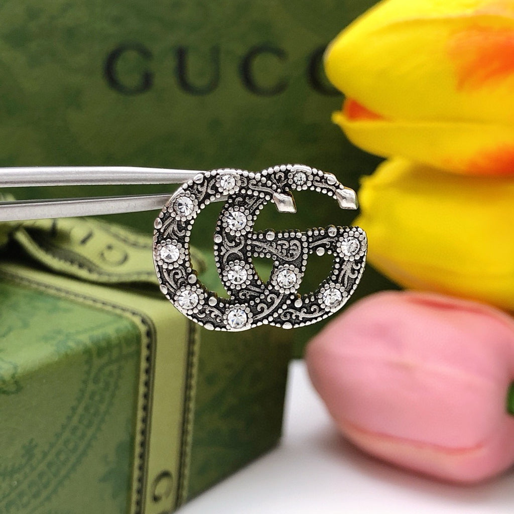 Gucci Interlocking G Silver-Tone Twisted Crystal Accent Earrings - album image 7