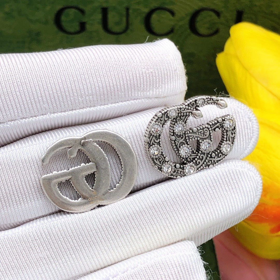 Gucci Interlocking G Silver-Tone Twisted Crystal Accent Earrings - album image 3