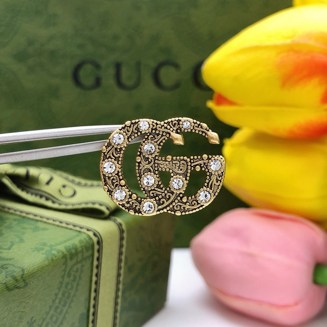 Gucci Interlocking G Gold-Tone Twisted Crystal Accent Earrings - album image 7