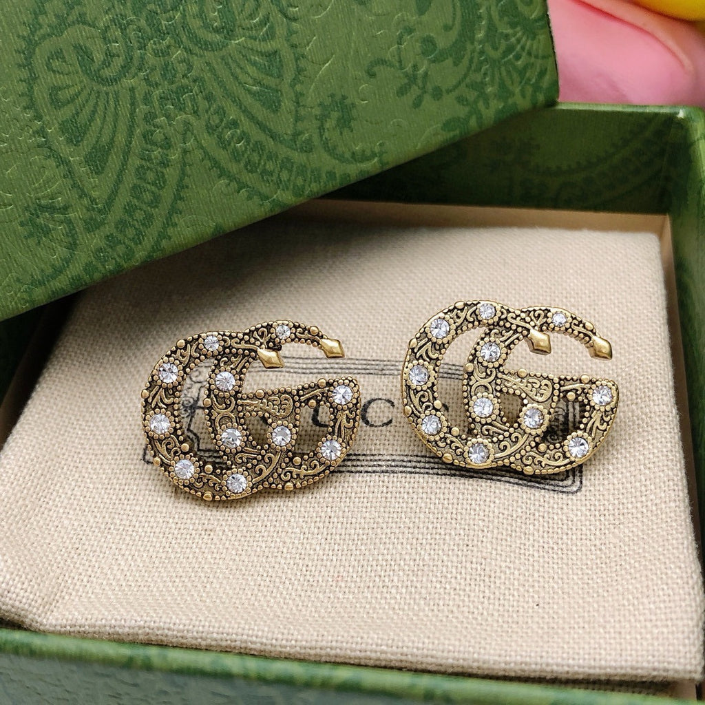 Gucci Interlocking G Gold-Tone Twisted Crystal Accent Earrings - album image 2