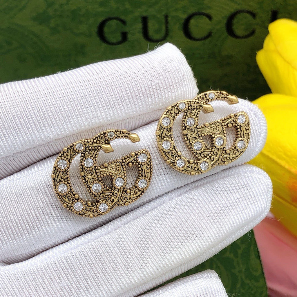 Gucci Interlocking G Gold-Tone Twisted Crystal Accent Earrings - album image 3