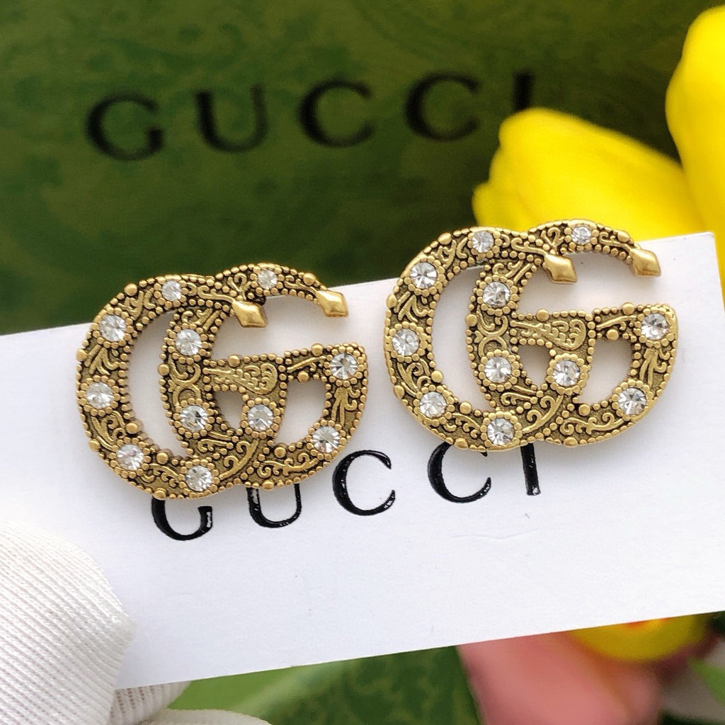 Gucci Interlocking G Gold-Tone Twisted Crystal Accent Earrings - album image 5