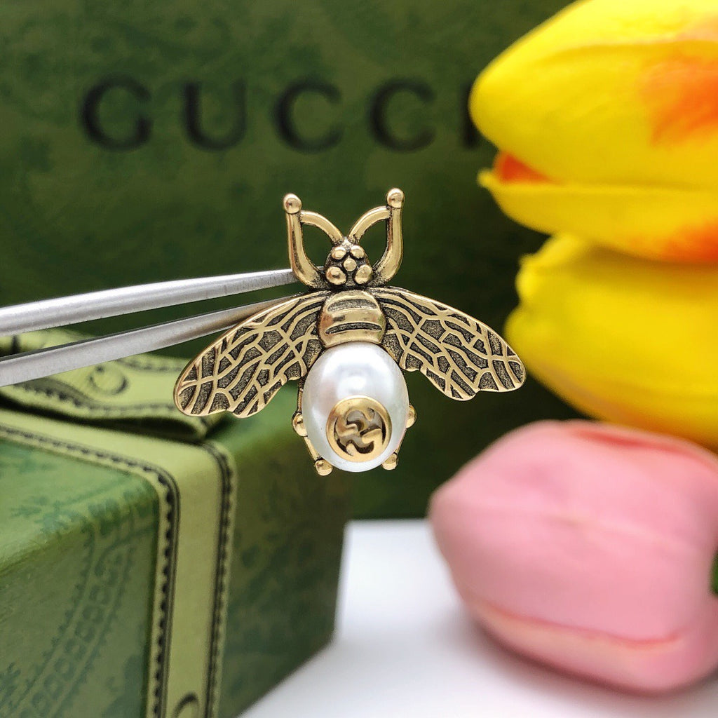 Gucci Bee White Crystal Accent Earrings - album image 6