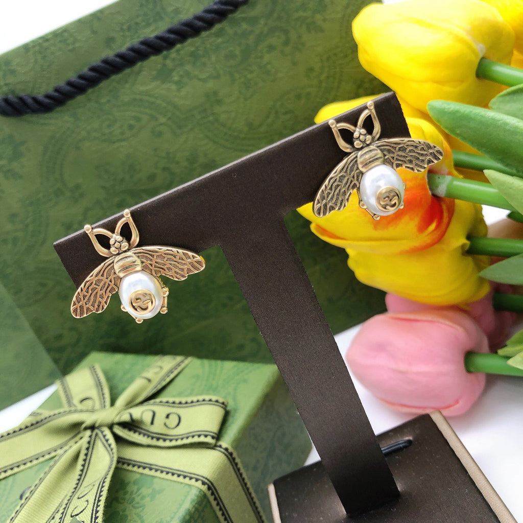 Gucci Bee White Crystal Accent Earrings - album image 7
