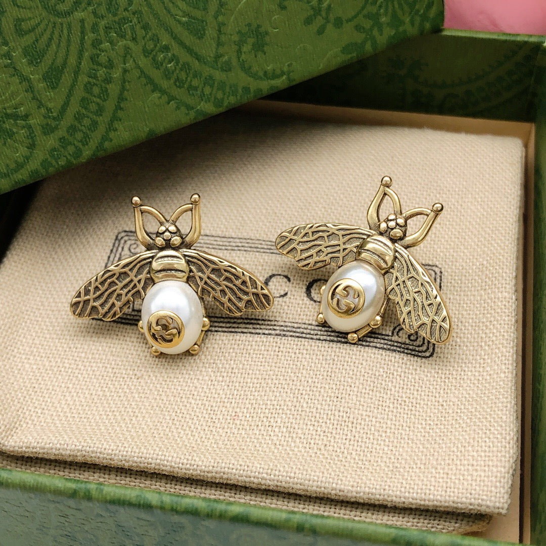 Gucci Bee White Crystal Accent Earrings - album image 4