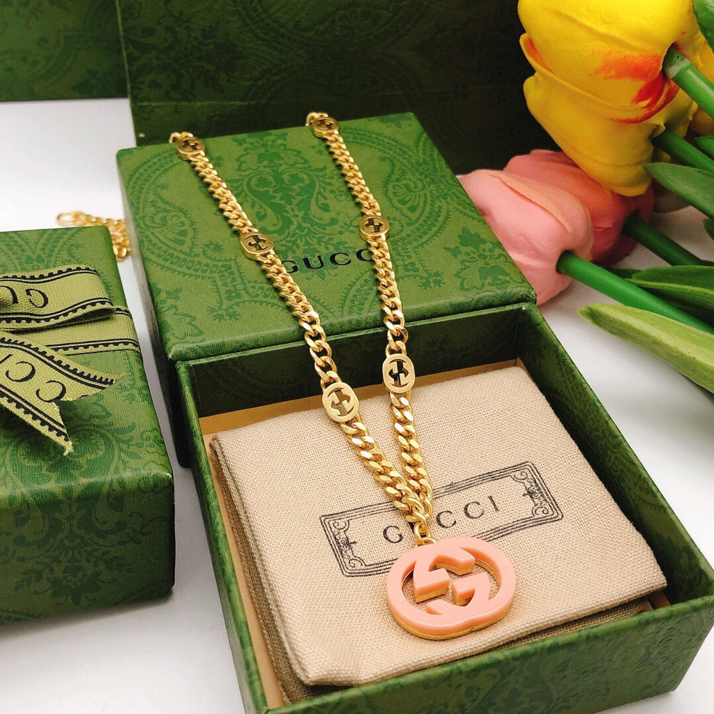 Gucci Interlocking G Pink Pendant Necklace - album image 2