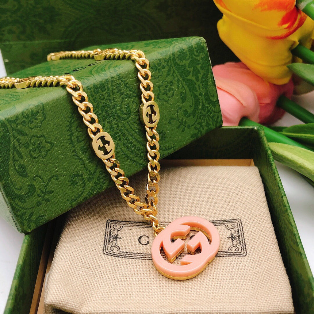 Gucci Interlocking G Pink Pendant Necklace - album image 3