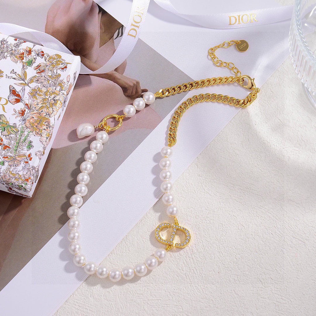 Dior Half-Pearl-Look CD Necklace - product image 1