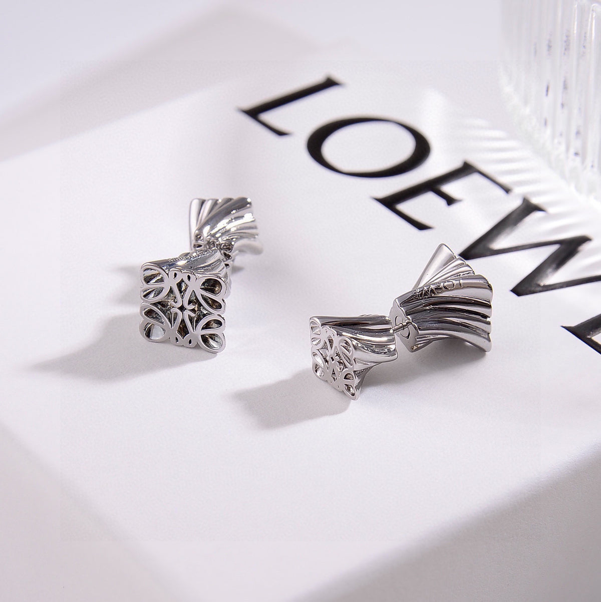 Loewe Silver-Tone Folded Anagram Stud Earrings - product image 3