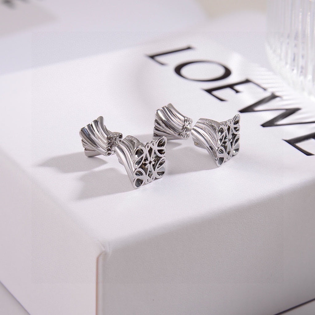 Loewe Silver-Tone Folded Anagram Stud Earrings - product image 2