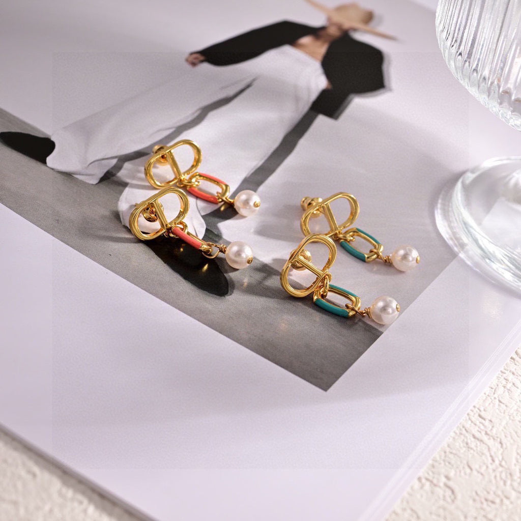Dior Metallic Bow and Pearl-Look Earrings - product image 1