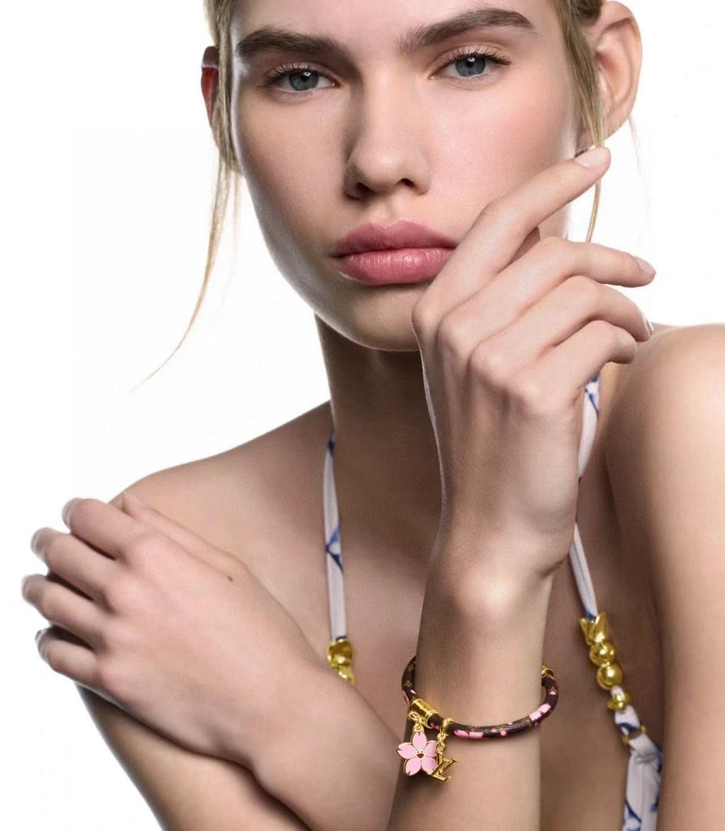 Louis Vuitton Gold-Tone Cherry Blossom Leather Bangle - album image 8