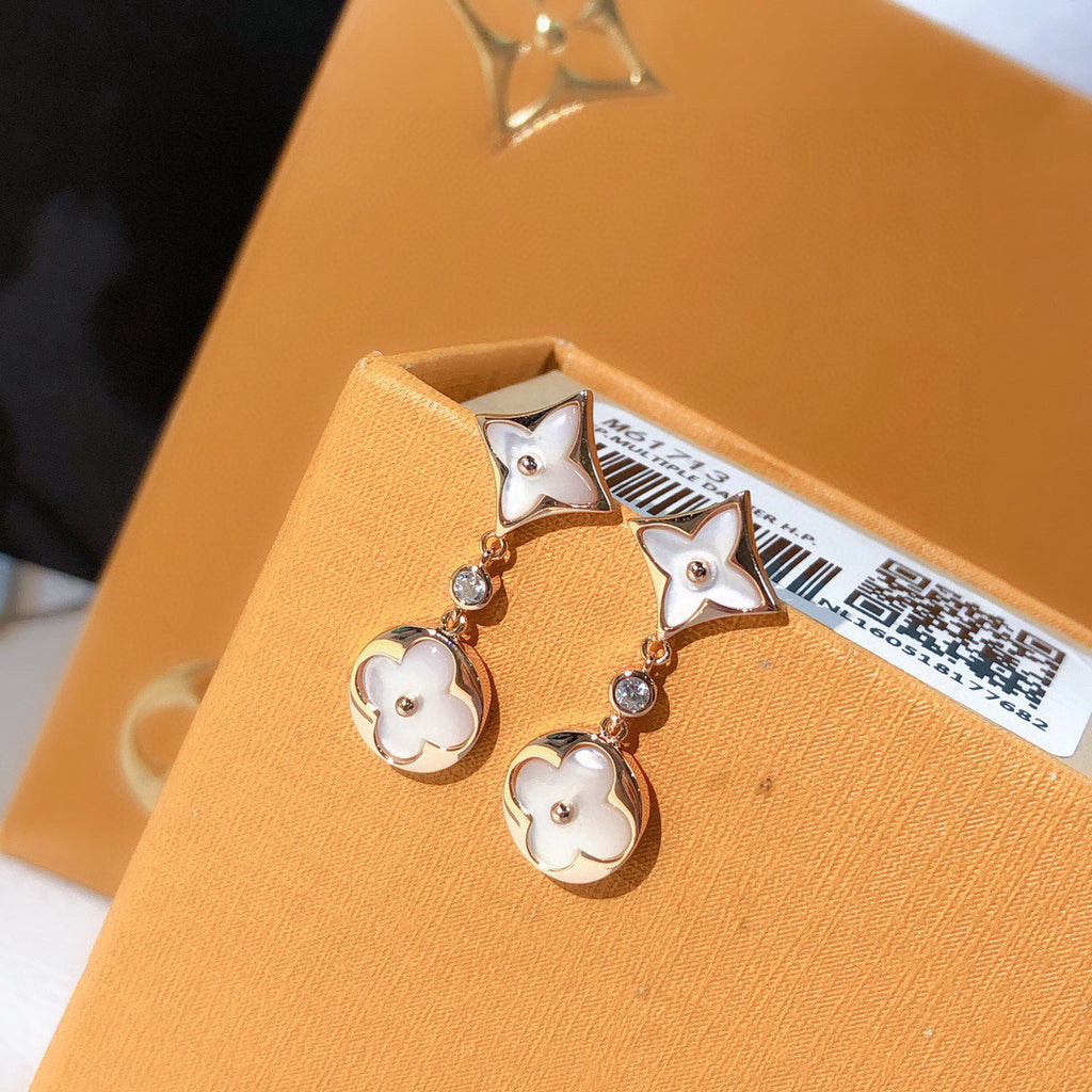 Louis Vuitton Rose Gold-Tone Gold-Tone Clover LV Letter Stud Earrings - album image 5