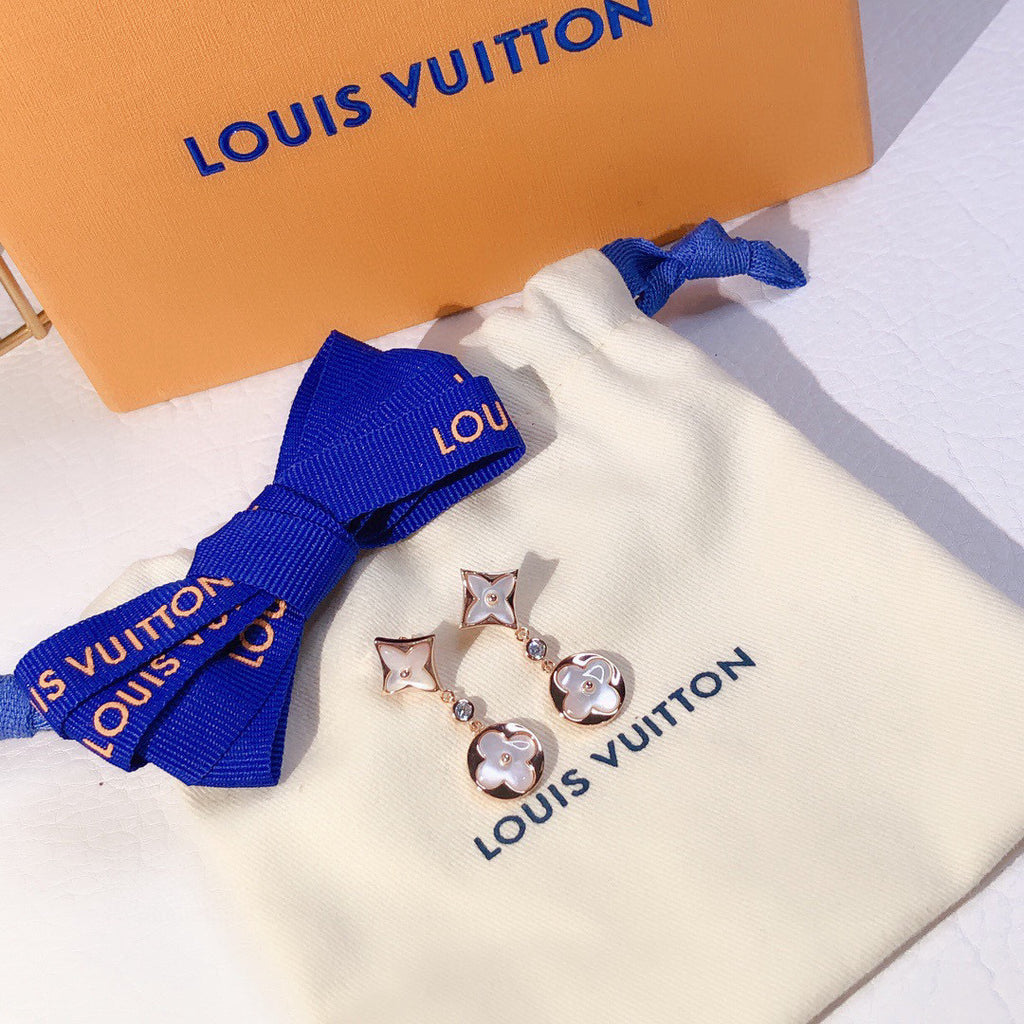Louis Vuitton Rose Gold-Tone Gold-Tone Clover LV Letter Stud Earrings - album image 6