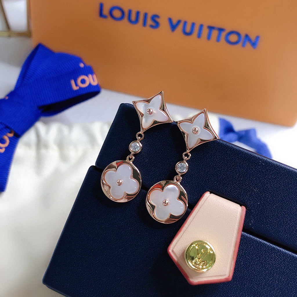 Louis Vuitton Rose Gold-Tone Gold-Tone Clover LV Letter Stud Earrings - album image 2