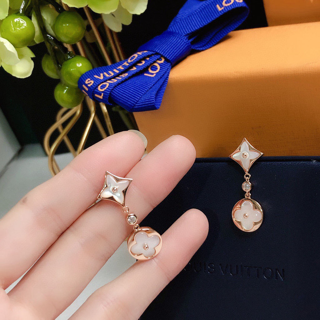 Louis Vuitton Rose Gold-Tone Gold-Tone Clover LV Letter Stud Earrings - album image 3
