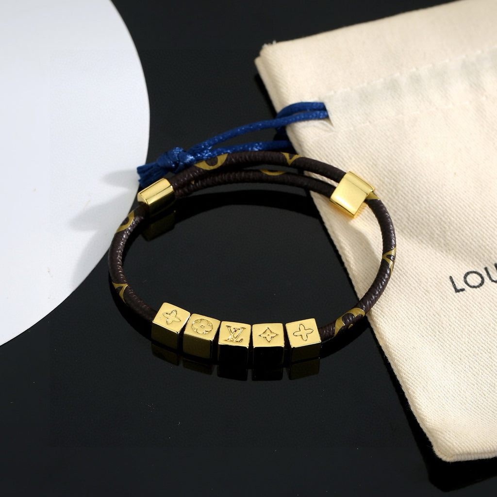 Louis Vuitton Circle Gold-Tone Leather Bracelet - album image 6