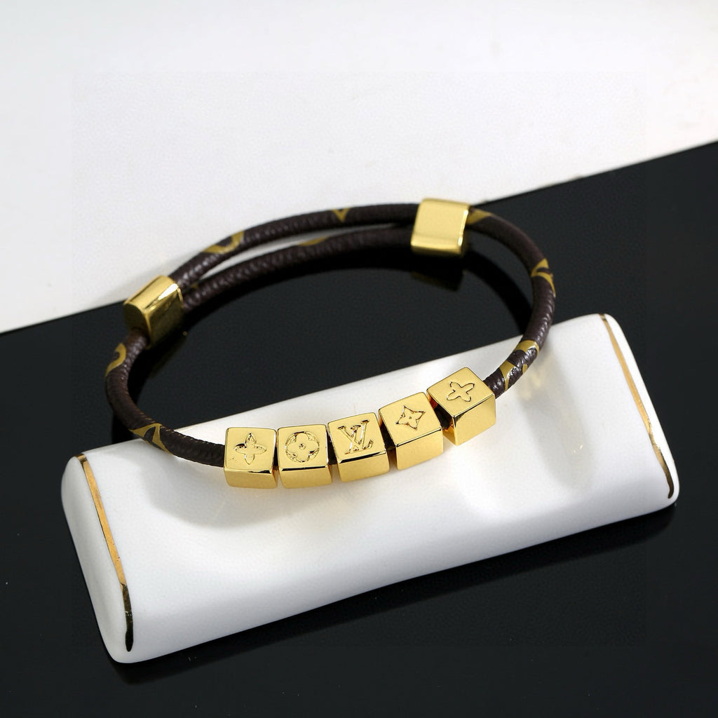 Louis Vuitton Circle Gold-Tone Leather Bracelet - album image 3