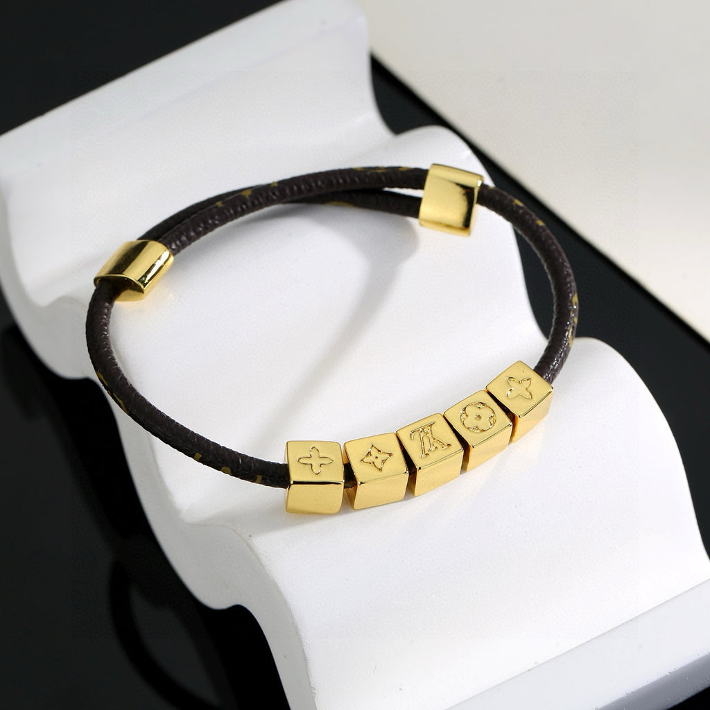 Louis Vuitton Circle Gold-Tone Leather Bracelet - album image 2