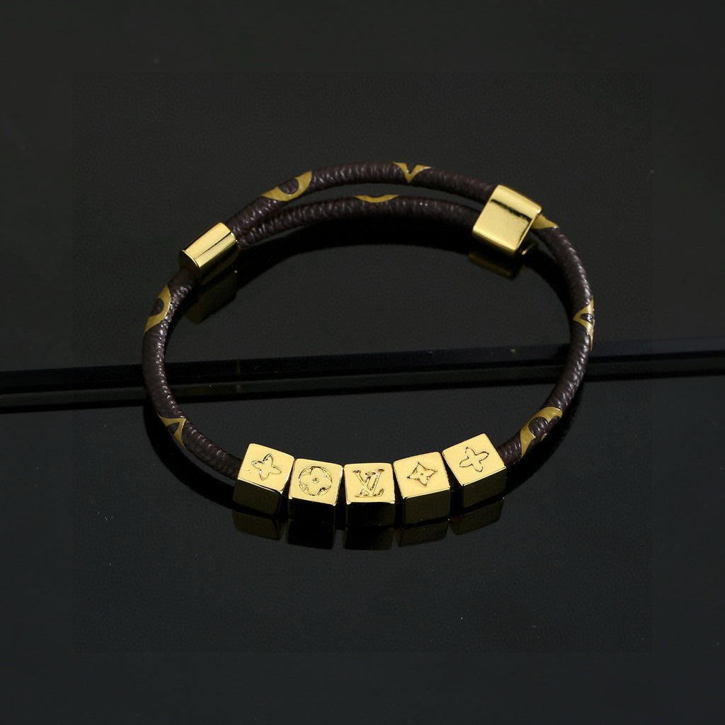 Louis Vuitton Circle Gold-Tone Leather Bracelet - album image 5