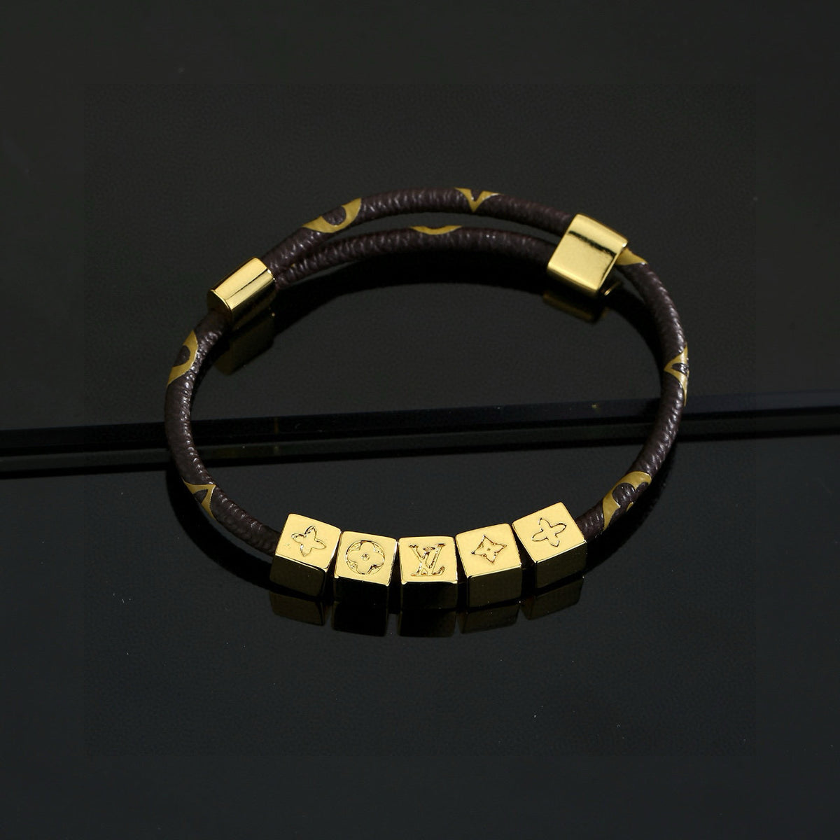 Louis Vuitton Circle Gold-Tone Leather Bracelet - album image 5