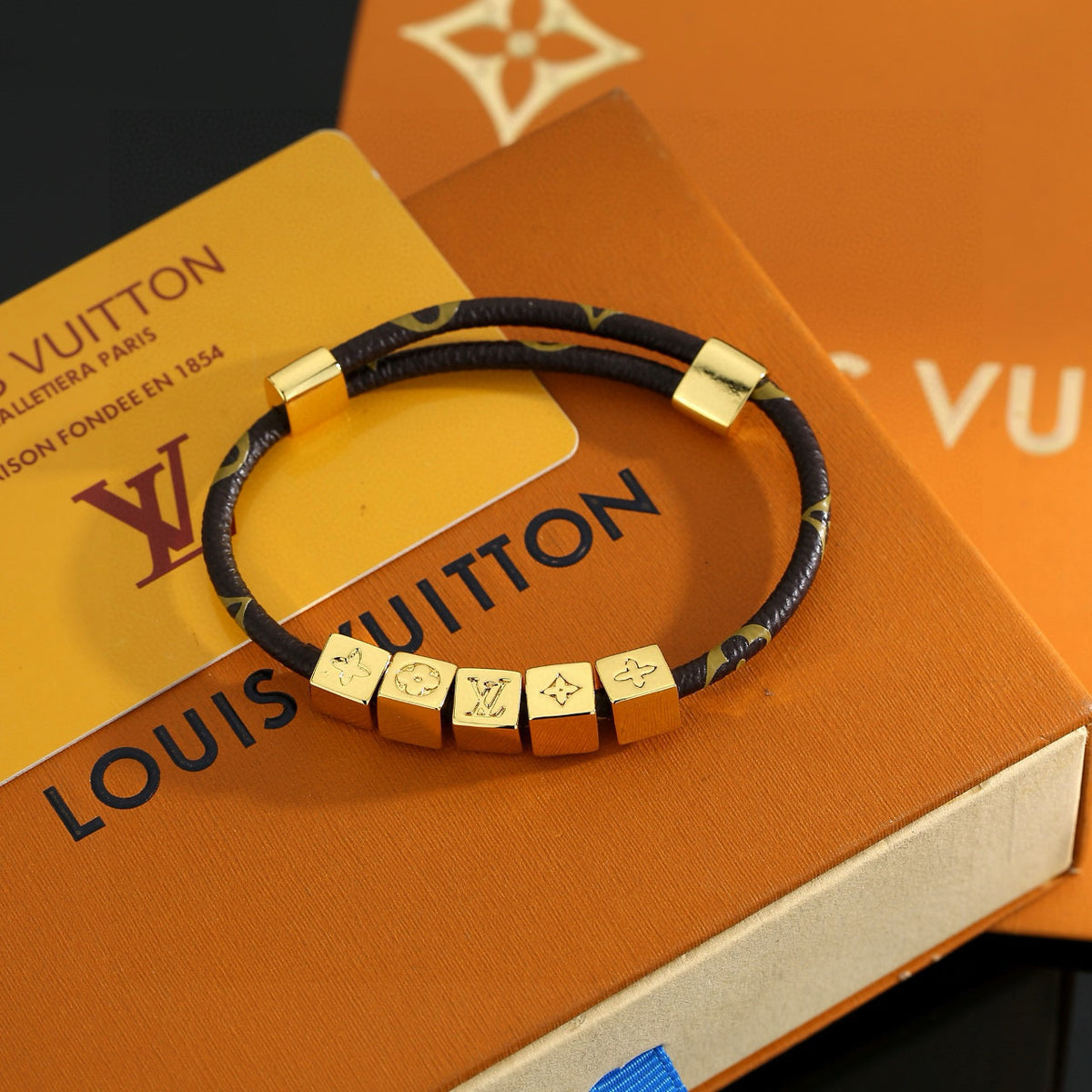 Louis Vuitton Circle Gold-Tone Leather Bracelet - album image 4