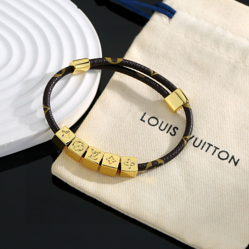 Louis Vuitton Circle Gold-Tone Leather Bracelet - album image 1