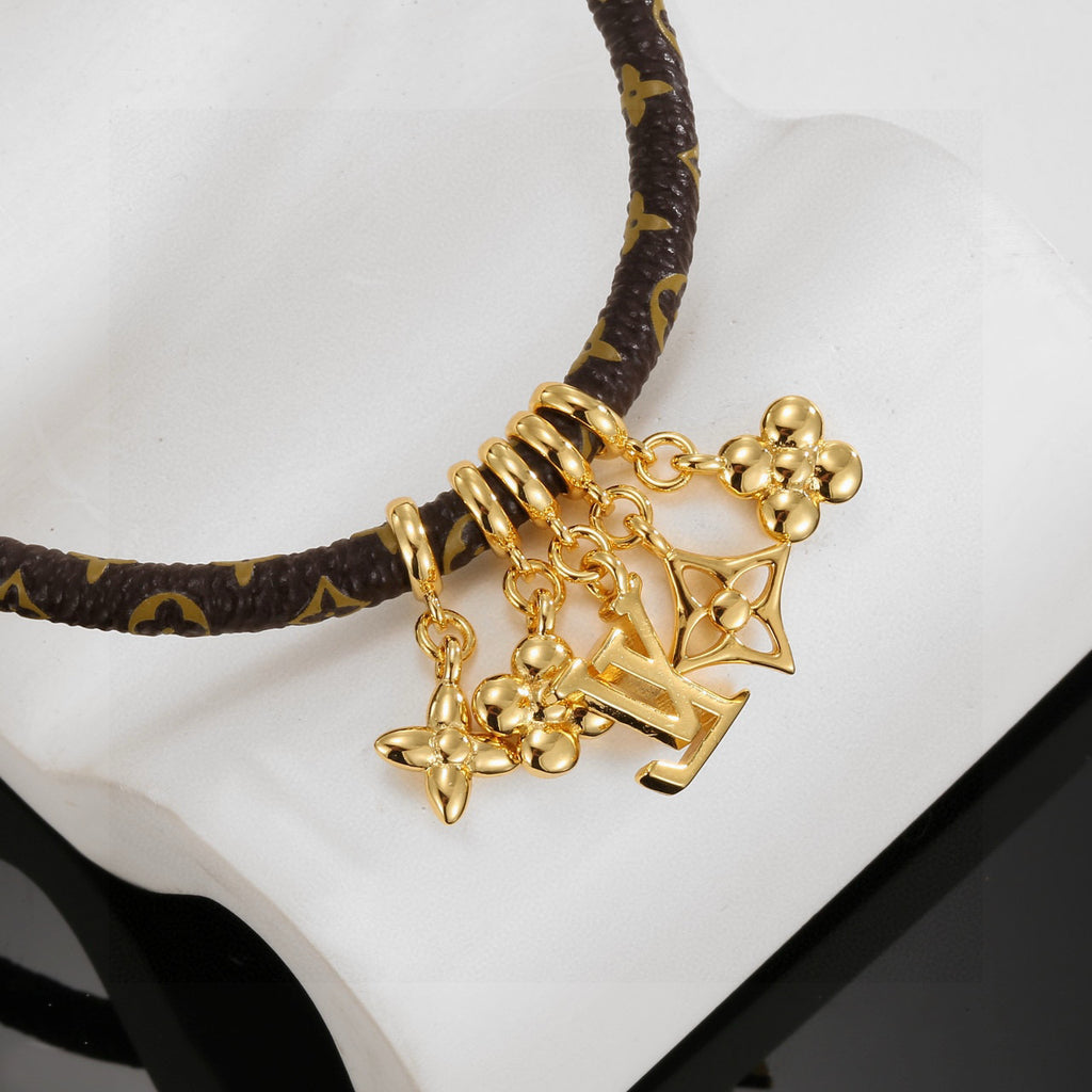 Louis Vuitton Circle Gold-Tone Leather Bracelet - album image 4