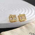 Louis Vuitton Gold-Tone Square Frame Monogram Stud Earrings - album image 1